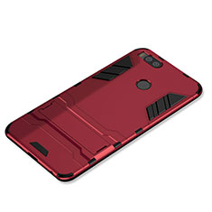 Silikon Hülle Handyhülle und Kunststoff Schutzhülle Tasche mit Ständer für Xiaomi Mi 5X Rot