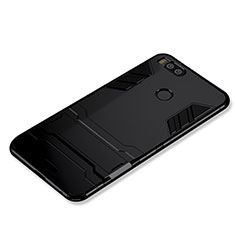 Silikon Hülle Handyhülle und Kunststoff Schutzhülle Tasche mit Ständer für Xiaomi Mi A1 Schwarz