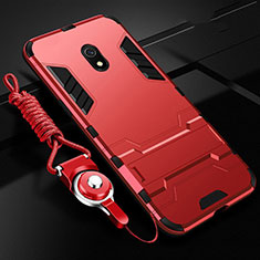 Silikon Hülle Handyhülle und Kunststoff Schutzhülle Tasche mit Ständer für Xiaomi Redmi 8A Rot