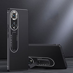 Silikon Hülle Handyhülle und Kunststoff Schutzhülle Tasche mit Ständer JB1 für Huawei Nova 9 Schwarz