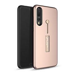 Silikon Hülle Handyhülle und Kunststoff Schutzhülle Tasche mit Ständer P01 für Huawei P20 Pro Rosegold