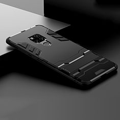 Silikon Hülle Handyhülle und Kunststoff Schutzhülle Tasche mit Ständer R01 für Huawei Mate 20 X 5G Schwarz