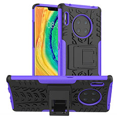 Silikon Hülle Handyhülle und Kunststoff Schutzhülle Tasche mit Ständer R01 für Huawei Mate 30 Pro Violett