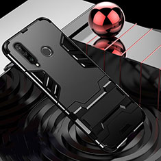 Silikon Hülle Handyhülle und Kunststoff Schutzhülle Tasche mit Ständer R01 für Huawei P30 Lite XL Schwarz