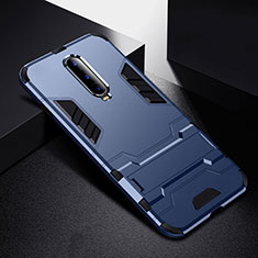 Silikon Hülle Handyhülle und Kunststoff Schutzhülle Tasche mit Ständer R01 für Oppo R17 Pro Blau