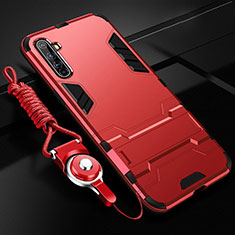 Silikon Hülle Handyhülle und Kunststoff Schutzhülle Tasche mit Ständer R01 für Realme X50 Pro 5G Rot