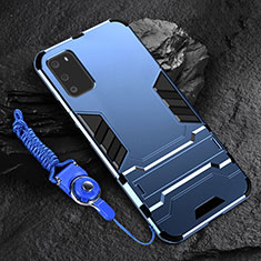 Silikon Hülle Handyhülle und Kunststoff Schutzhülle Tasche mit Ständer R01 für Samsung Galaxy S20 5G Blau