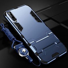 Silikon Hülle Handyhülle und Kunststoff Schutzhülle Tasche mit Ständer R02 für Samsung Galaxy A70S Blau