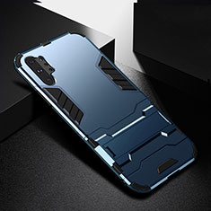 Silikon Hülle Handyhülle und Kunststoff Schutzhülle Tasche mit Ständer R02 für Samsung Galaxy Note 10 Plus 5G Blau