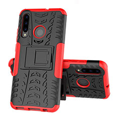 Silikon Hülle Handyhülle und Kunststoff Schutzhülle Tasche mit Ständer R03 für Huawei Honor 20i Rot