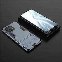 Silikon Hülle Handyhülle und Kunststoff Schutzhülle Tasche mit Ständer R03 für Xiaomi Mi 11 Lite 5G NE Blau