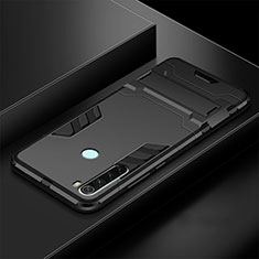 Silikon Hülle Handyhülle und Kunststoff Schutzhülle Tasche mit Ständer R03 für Xiaomi Redmi Note 8 Schwarz