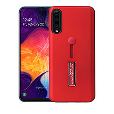 Silikon Hülle Handyhülle und Kunststoff Schutzhülle Tasche mit Ständer R04 für Samsung Galaxy A70 Rot