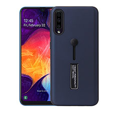 Silikon Hülle Handyhülle und Kunststoff Schutzhülle Tasche mit Ständer R04 für Samsung Galaxy A70S Blau