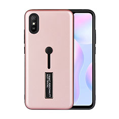 Silikon Hülle Handyhülle und Kunststoff Schutzhülle Tasche mit Ständer R05 für Xiaomi Redmi 9A Rosegold