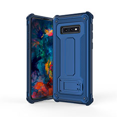 Silikon Hülle Handyhülle und Kunststoff Schutzhülle Tasche mit Ständer T01 für Samsung Galaxy S10e Blau