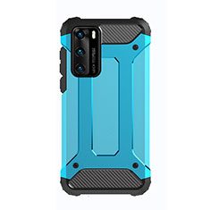 Silikon Hülle Handyhülle und Kunststoff Schutzhülle Tasche N01 für Huawei P40 Hellblau