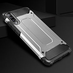 Silikon Hülle Handyhülle und Kunststoff Schutzhülle Tasche R01 für Samsung Galaxy A70S Silber