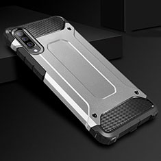 Silikon Hülle Handyhülle und Kunststoff Schutzhülle Tasche R01 für Samsung Galaxy A90 5G Silber