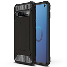 Silikon Hülle Handyhülle und Kunststoff Schutzhülle Tasche R01 für Samsung Galaxy S10 5G Schwarz