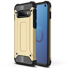 Silikon Hülle Handyhülle und Kunststoff Schutzhülle Tasche R01 für Samsung Galaxy S10 Gold