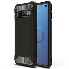Silikon Hülle Handyhülle und Kunststoff Schutzhülle Tasche R01 für Samsung Galaxy S10 Schwarz