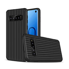 Silikon Hülle Handyhülle und Kunststoff Schutzhülle Tasche U01 für Samsung Galaxy S10 5G Schwarz