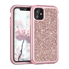 Silikon Hülle Handyhülle und Kunststoff Schutzhülle Tasche Vorder und Rückseite 360 Grad Bling-Bling für Apple iPhone 11 Rosegold