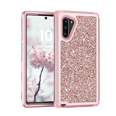 Silikon Hülle Handyhülle und Kunststoff Schutzhülle Tasche Vorder und Rückseite 360 Grad Bling-Bling für Samsung Galaxy Note 10 5G Rosegold