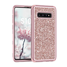 Silikon Hülle Handyhülle und Kunststoff Schutzhülle Tasche Vorder und Rückseite 360 Grad Bling-Bling für Samsung Galaxy S10 Plus Rosegold