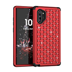 Silikon Hülle Handyhülle und Kunststoff Schutzhülle Tasche Vorder und Rückseite 360 Grad Bling-Bling U01 für Samsung Galaxy Note 10 Plus Rot