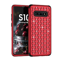 Silikon Hülle Handyhülle und Kunststoff Schutzhülle Tasche Vorder und Rückseite 360 Grad Bling-Bling U01 für Samsung Galaxy S10 Rot