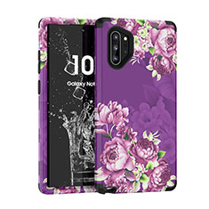 Silikon Hülle Handyhülle und Kunststoff Schutzhülle Tasche Vorder und Rückseite 360 Grad für Samsung Galaxy Note 10 Plus Violett