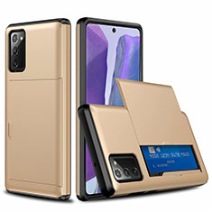 Silikon Hülle Handyhülle und Kunststoff Schutzhülle Tasche Vorder und Rückseite 360 Grad Ganzkörper N01 für Samsung Galaxy Note 20 5G Gold