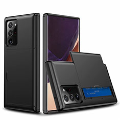 Silikon Hülle Handyhülle und Kunststoff Schutzhülle Tasche Vorder und Rückseite 360 Grad Ganzkörper N01 für Samsung Galaxy Note 20 Ultra 5G Schwarz