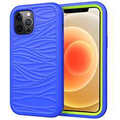 Silikon Hülle Handyhülle und Kunststoff Schutzhülle Tasche Vorder und Rückseite 360 Grad Ganzkörper R01 für Apple iPhone 12 Pro Blau