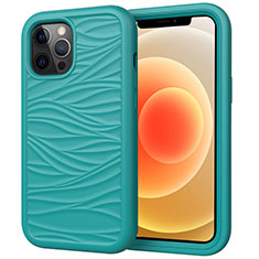 Silikon Hülle Handyhülle und Kunststoff Schutzhülle Tasche Vorder und Rückseite 360 Grad Ganzkörper R01 für Apple iPhone 12 Pro Max Cyan