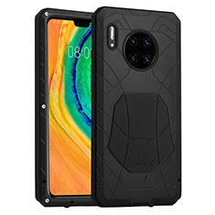 Silikon Hülle Handyhülle und Kunststoff Schutzhülle Tasche Vorder und Rückseite 360 Grad R01 für Huawei Mate 30 5G Schwarz