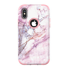 Silikon Hülle Handyhülle und Kunststoff Schutzhülle Tasche Vorder und Rückseite 360 Grad U01 für Apple iPhone X Rosegold