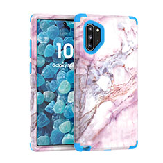 Silikon Hülle Handyhülle und Kunststoff Schutzhülle Tasche Vorder und Rückseite 360 Grad U01 für Samsung Galaxy Note 10 Plus Blau