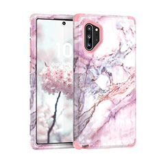 Silikon Hülle Handyhülle und Kunststoff Schutzhülle Tasche Vorder und Rückseite 360 Grad U01 für Samsung Galaxy Note 10 Plus Rosegold