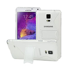 Silikon Hülle S-Line Stand Schutzhülle Durchsichtig Transparent für Samsung Galaxy Note 4 SM-N910F Weiß