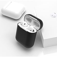 Silikon Hülle Schutzhülle Skin mit Karabiner für AirPods Ladekoffer C01 Schwarz