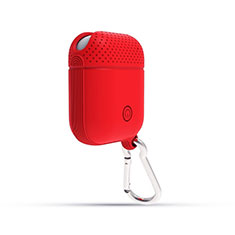 Silikon Hülle Schutzhülle Skin mit Karabiner für AirPods Ladekoffer C08 Rot