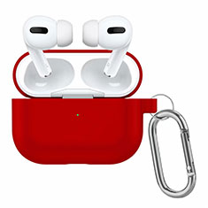 Silikon Hülle Schutzhülle Skin mit Karabiner für AirPods Pro Ladekoffer Rot