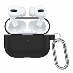 Silikon Hülle Schutzhülle Skin mit Karabiner für AirPods Pro Ladekoffer Schwarz