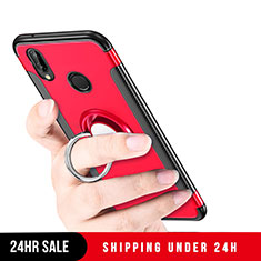 Silikon Hülle und Kunststoff Schutzhülle mit Fingerring Ständer für Huawei Nova 3i Rot