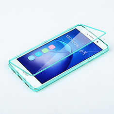 Silikon Schutzhülle Flip Tasche Durchsichtig Transparent für Huawei GR5 (2017) Hellblau