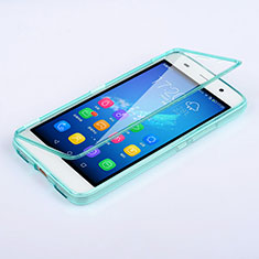 Silikon Schutzhülle Flip Tasche Durchsichtig Transparent für Huawei Honor 4A Blau
