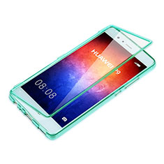 Silikon Schutzhülle Flip Tasche Durchsichtig Transparent für Huawei P9 Hellblau
